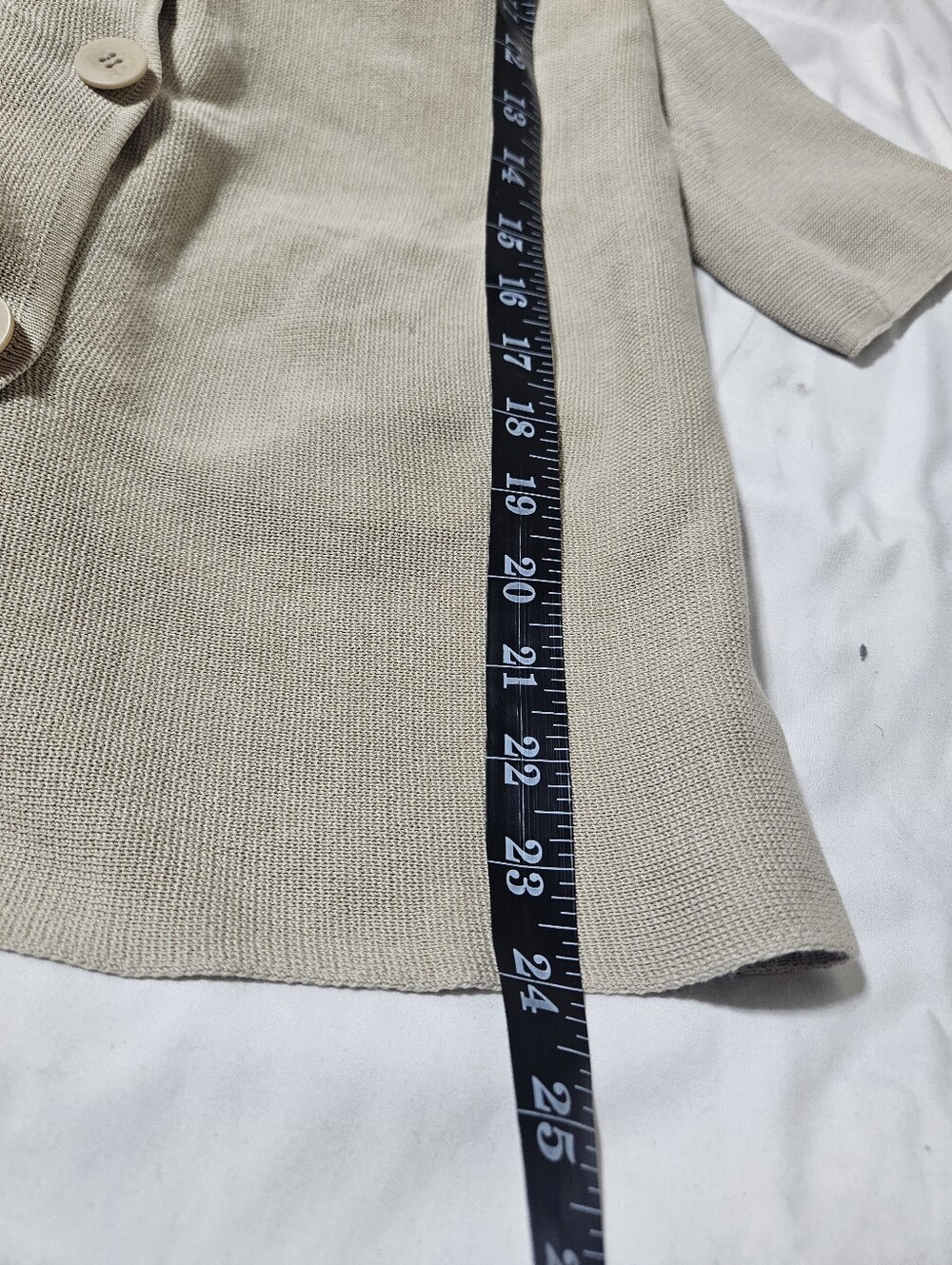 Eileen Fisher Silk Cotton Cardigan Jacket Beige Minimalist Open Neck Sweater M - Picture 6 of 6